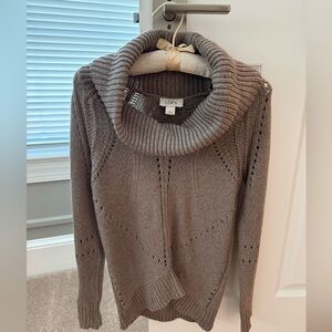 LOFT Women's Cowl Neck Sweater in Taupe